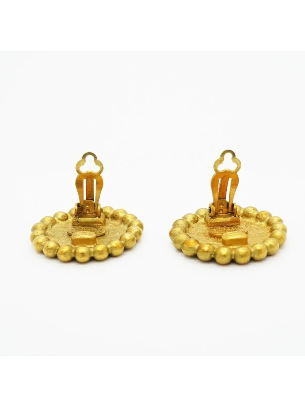 Chanel Earrings Vintage CC Logo Gold Plated